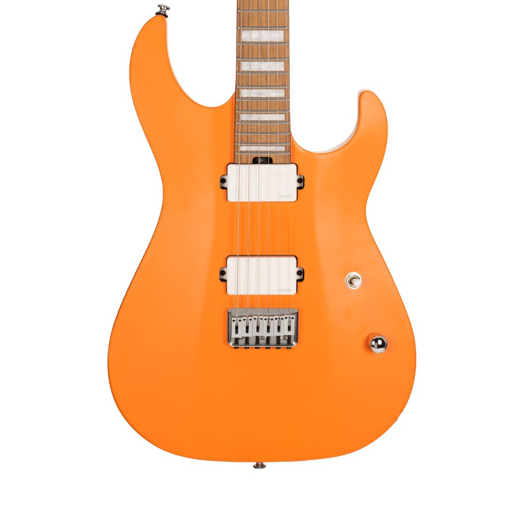 Close up view of Cort KX600 Infinite Electric Guitar Orange Crush Satin on white background