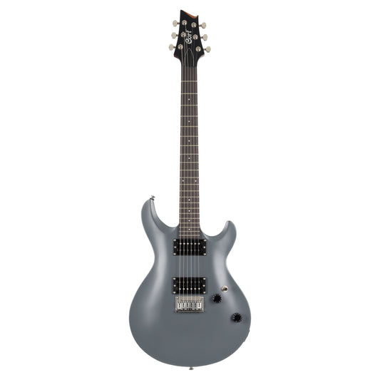 Front view of Cort M200 Electric Guitar Tactical Gray Matte on white background