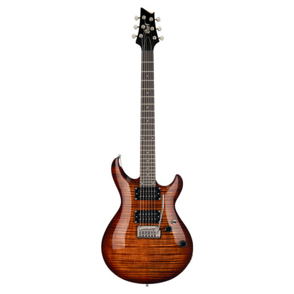 Front view of Cort M600T Electric Guitar Tobacco Sunburst on white background