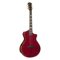 Front view of Cort Masterpiece Series Modern Acoustic Electric Guitar Burgundy on white background