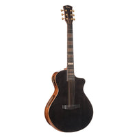 Front view of Cort Masterpiece Series Modern Acoustic Electric Guitar Black on white background