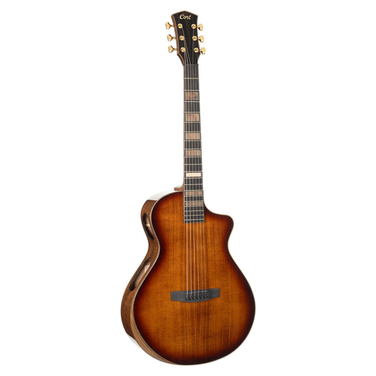 Front view of Cort Modern Black Acoustic Electric Guitar Modern Burst on white background