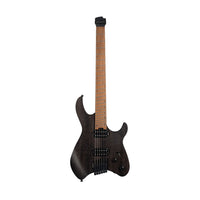 Front view of Cort Space G6MS Electric Guitar Semi Gloss Trans Black on white background