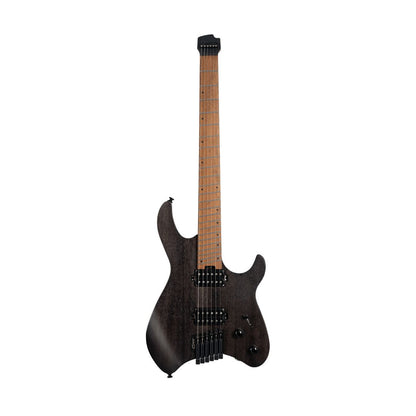 Front view of Cort Space G6MS Electric Guitar Semi Gloss Trans Black on white background
