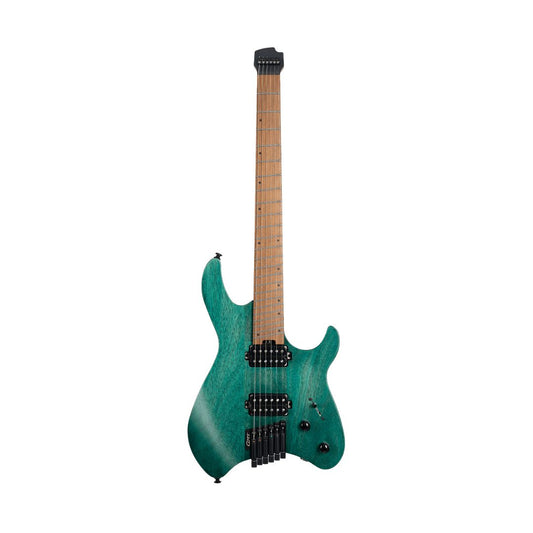 Front view of Cort Space G6MS Electric Guitar Semi Gloss Turquoise on white background