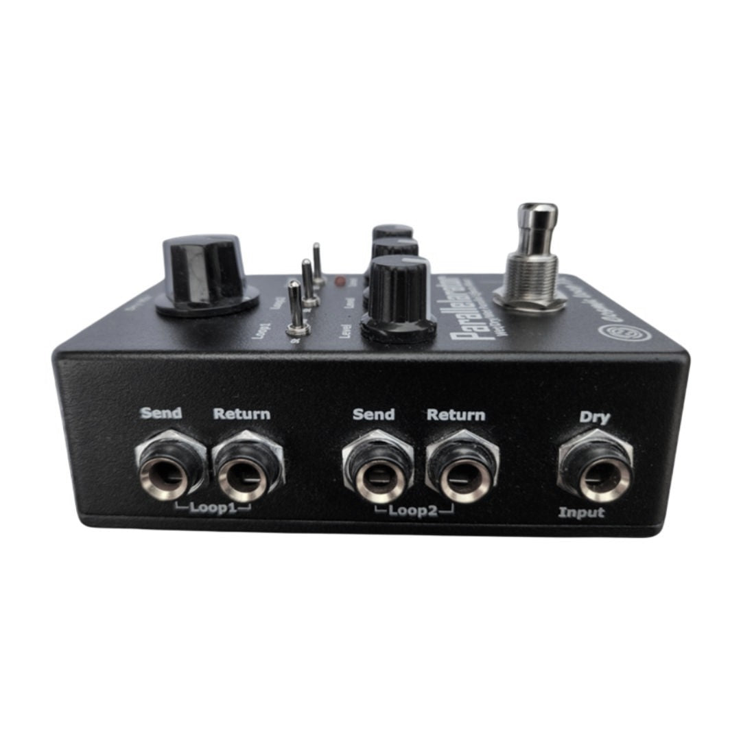 Input ports view of Cosmic Loop FX Parallelarator Pedal on white background