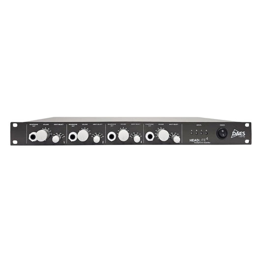 Front panel of DACS Audio HeadLite 4 on white background