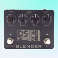 Front view of DS Custom Blender Pedal on blue background