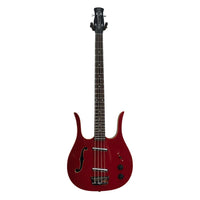 Front view of Danelectro 58 Longhorn Bass Guitar Red on white background