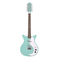 Front view of Danelectro 59 12-String Electric Guitar Aqua on white background