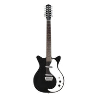 Front view of Danelectro 59 12-String Electric Guitar Black on white background