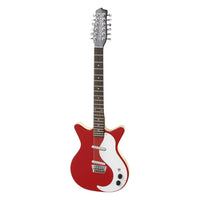 Front view of Danelectro 59 12-String Electric Guitar Red on white background