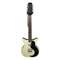 Front view of Danelectro 59 12-String Electric Guitar Vintage White on white background