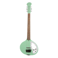Front view of Danelectro Baby Sitar Electric Guitar Aqua on white background