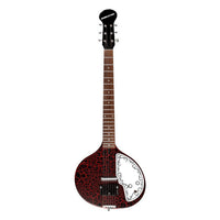 Front view of Danelectro Baby Sitar Electric Guitar Red Crackle on white background