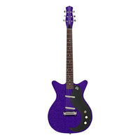 Front view of Danelectro Blackout '59 Electric Guitar Purple Metal Flake with white background
