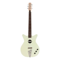 Front view of Danelectro Convertible Acoustic Electric Guitar Cream on white background