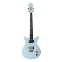 Front view of Danelectro Dan O. Cool 12-String Electric Guitar (Aqua) on white background