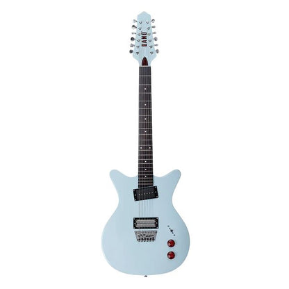 Front view of Danelectro Dan O. Cool 12-String Electric Guitar (Aqua) on white background