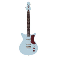 Front view of Danelectro Dan O. Cool Electric Guitar Aqua on white background