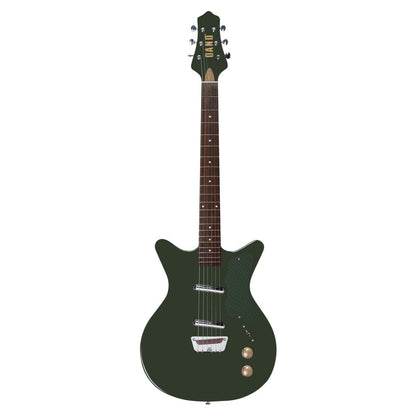 Front view of Danelectro Dan O. Cool Electric Guitar Green on white background