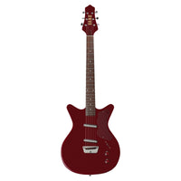 Front view of Danelectro Dan O. Cool Electric Guitar Maroon on white background