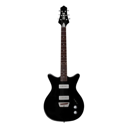 Front view of Danelectro Dan O. Mano Electric Guitar Black on white background