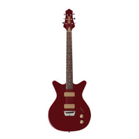 Front view of Danelectro Dan O. Mano Electric Guitar Maroon on white background