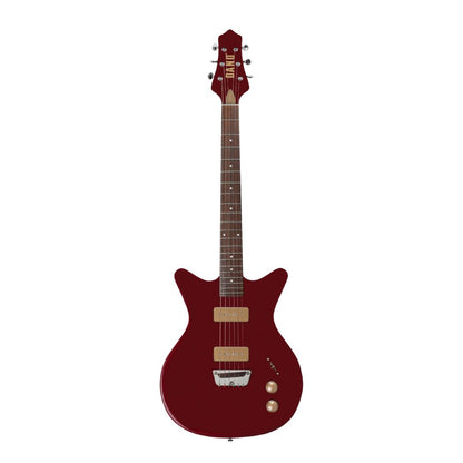 Front view of Danelectro Dan O. Mano Electric Guitar Maroon on white background
