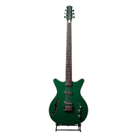 Front view of Danelectro Fifty Niner Baritone Semi Hollow Electric Guitar Jade on white background