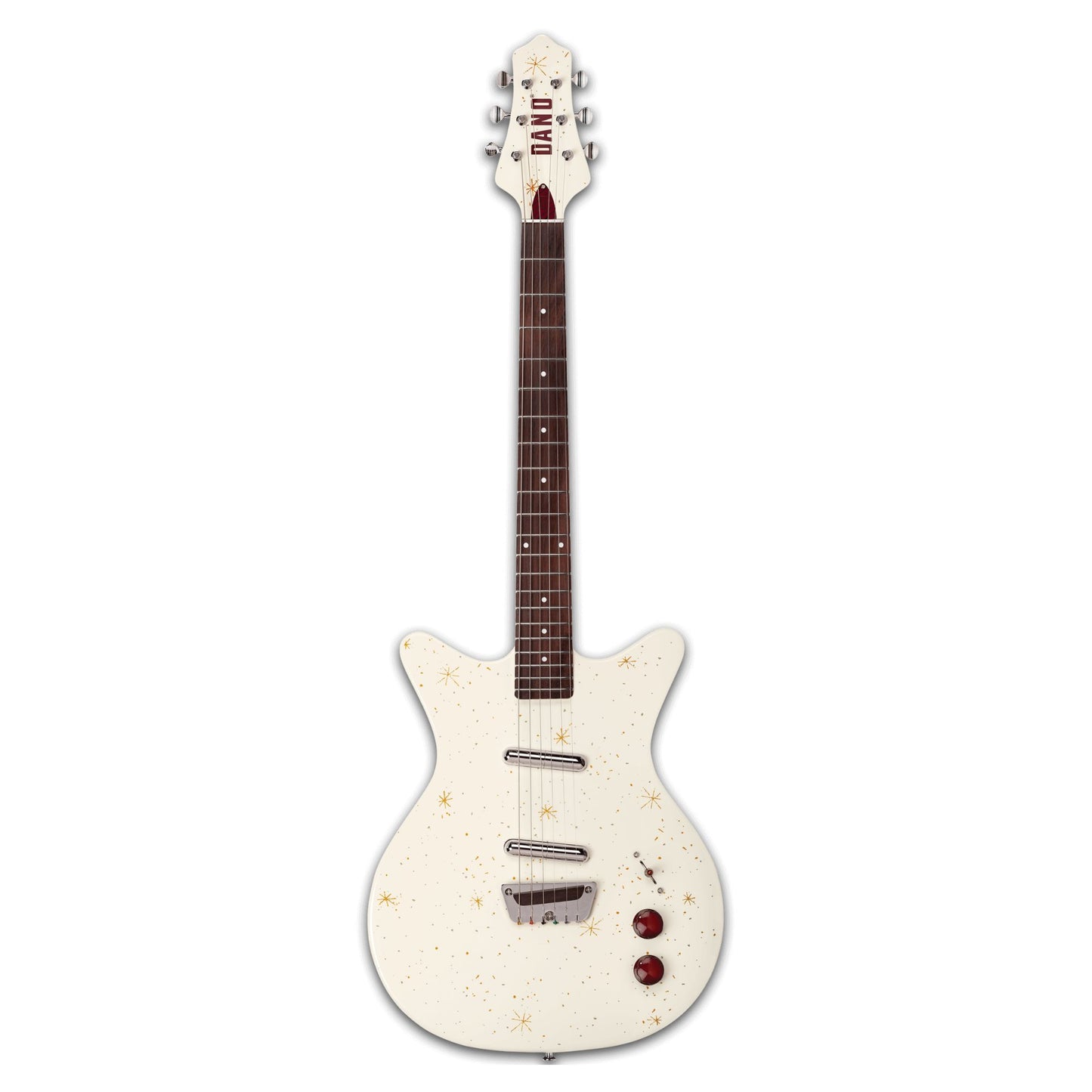 Front view of Danelectro Golden 1950's Electric Guitar Cream on white background