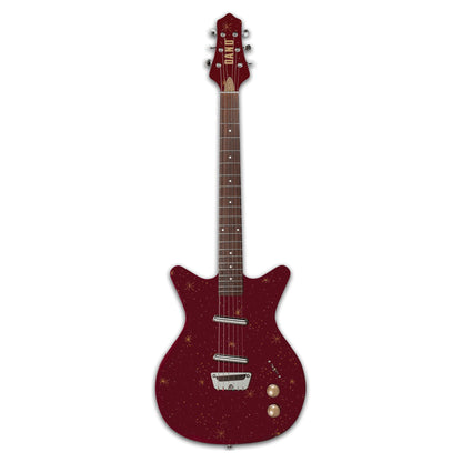 Front view of Danelectro Golden 1950's Electric Guitar Maroon on white background
