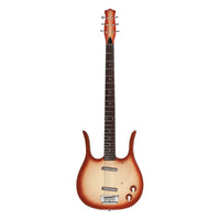 Front view of Danelectro Longhorn Baritone Electric Guitar Copper Burst on white background