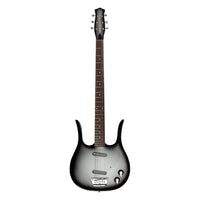 Front view of Danelectro Longhorn Baritone Electric Guitar Midnight Burst on white background