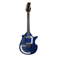 Front view of Danelectro Sitar Electric Guitar Blue Flake on white background