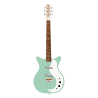 Front view of Danelectro Stock 59 Electric Guitar Vintage Aqua on white background