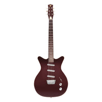 Front view of Danelectro Triple Divine Electric Guitar Dark Burgundy on white background