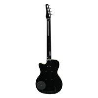 Rear view of Danelectro '56 Bass Guitar (Black) on white background