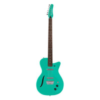 Front view of Danelectro '56 Vintage Baritone Electric Guitar Aqua on white background