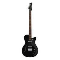 Front view of Danelectro '56 Vintage Baritone Electric Guitar Black on white background