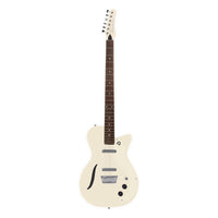 Front view of Danelectro '56 Vintage Baritone Electric Guitar Vintage White on white background