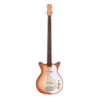 Front view of Danelectro '59DC Long-Scale Bass Guitar Copper Burst on white background