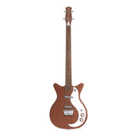 Front view of Danelectro '59DC Short-Scale Bass Guitar Copper on white background