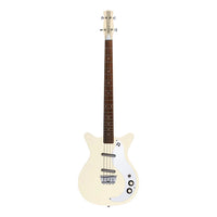 Front view of Danelectro '59DC Short-Scale Bass Guitar Vintage Cream on white background