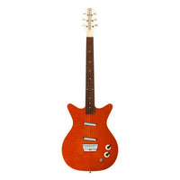 Front view of Danelectro '59 Divine Electric Guitar Flame Maple on white background