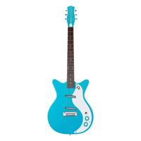 Front view of Danelectro '59M NOS+ Electric Guitar Come Back Blue on white background