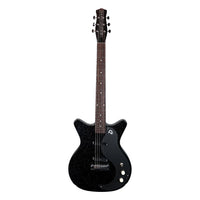 Front view of Danelectro '59M NOS+ Electric Guitar Black Metal Flake on white background