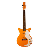 Front view of Danelectro '59M NOS+ Electric Guitar Orange on white background