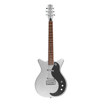 Front view of Danelectro '59M NOS+ Electric Guitar Silver Metal Flake on white background
