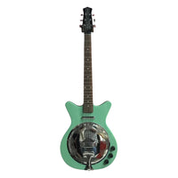 Front view of Danelectro '59 Resonator Electric Guitar Vintage Aqua on white background